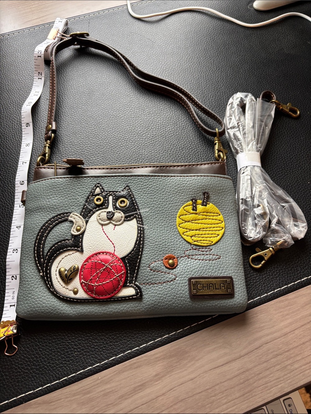 Chala Cat Applique Crossbody or Shoulder Bag